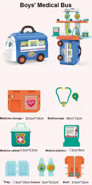 Kids Medical Bus Toy Christmas Gift Doctor Set 5 in 1 Toys for Children