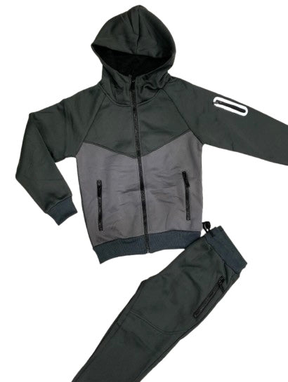 TLC Boys & Mens Hooded Tracksuit with  Zipped Pockets Colours Warm Winter Outfit Jogger Hoodie Set Fleece Lined Zip