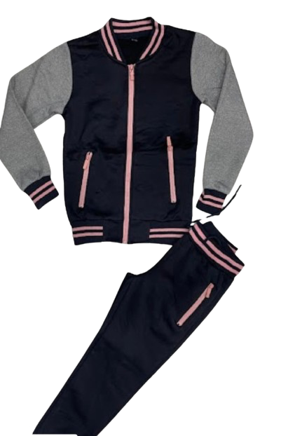 TLC Girls Tracksuit Set With Zip Pockets Warm Winter Colours Fleece Joggers