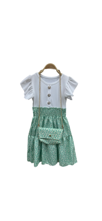 TLC Girls short sleeve dress with matching handbag