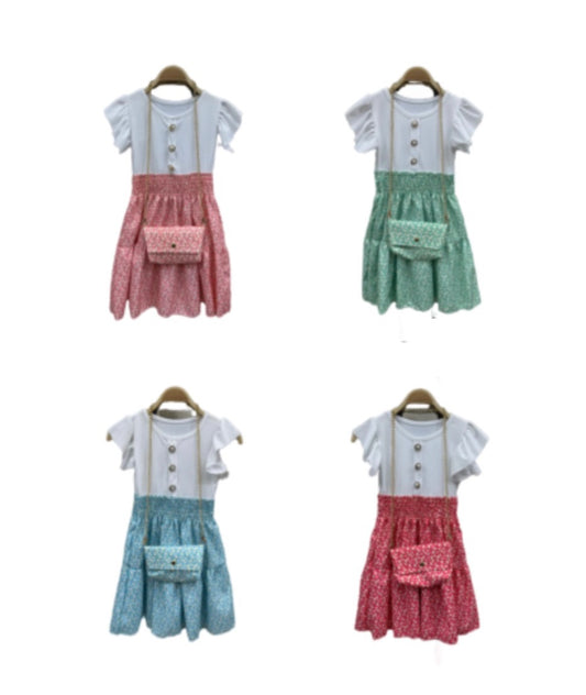 TLC Girls short sleeve dress with matching handbag