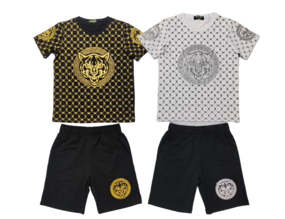 TLC Boys Tiger Print Tshirt & Shorts Sets 8