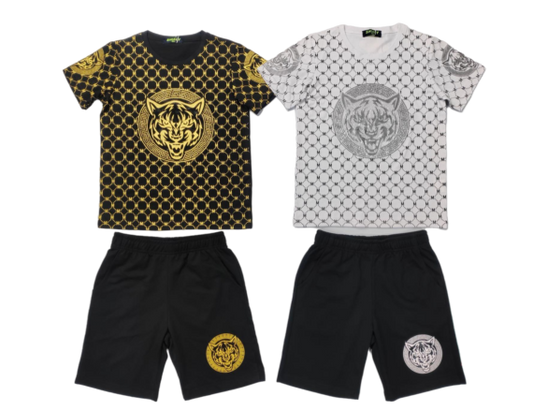 Boys Tiger Print Tshirt & Shorts Sets 8