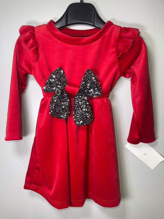 TLC Baby Girls Dresses Christmas Party Velour Warm Cute Outfit Dress