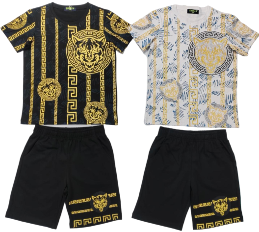 TLC Boys Tiger Print Tshirt & Shorts Sets 9