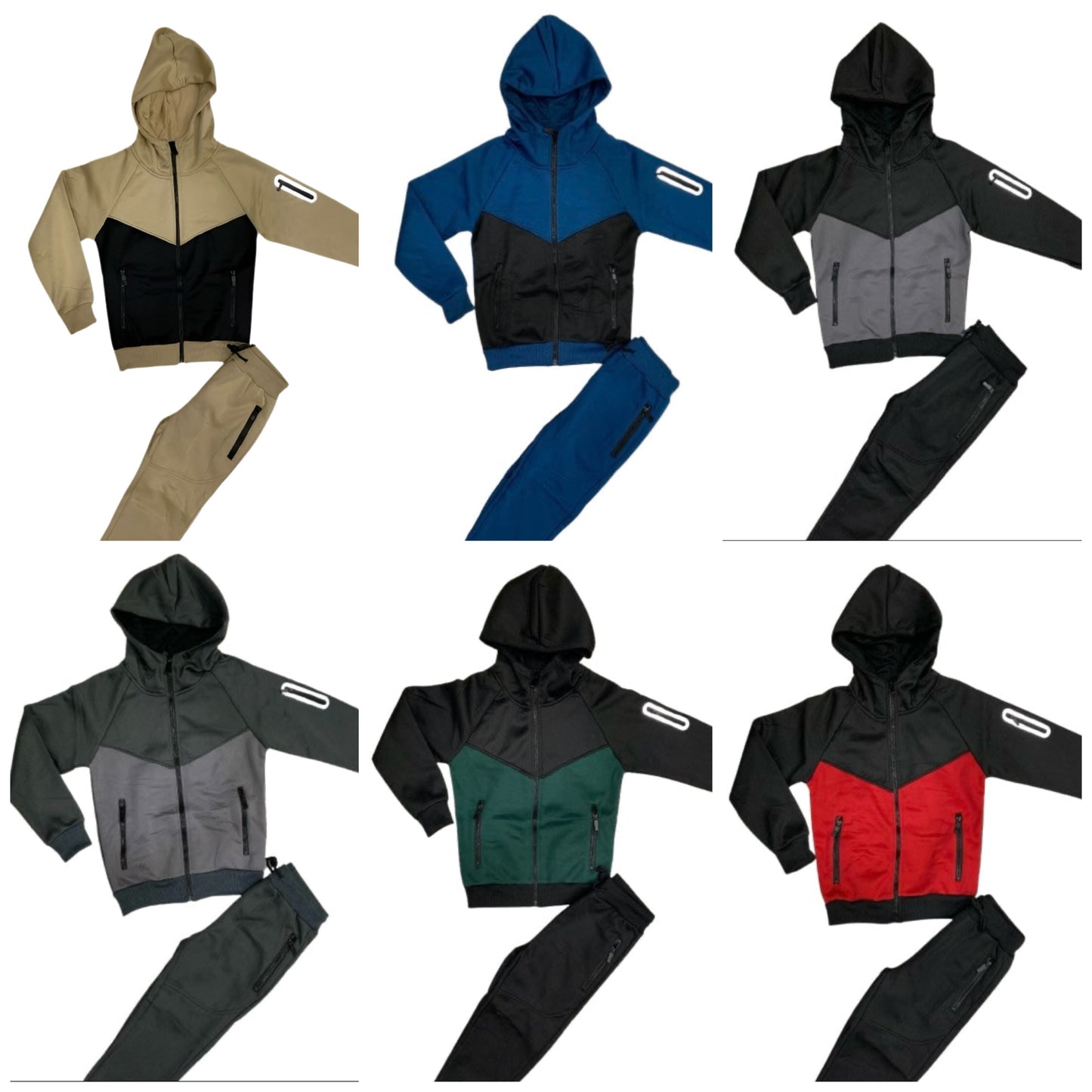 TLC Boys & Mens Hooded Tracksuit with  Zipped Pockets Colours Warm Winter Outfit Jogger Hoodie Set Fleece Lined Zip