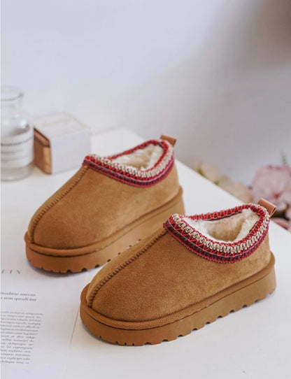 Kids Childrens Viral Faux Fur Lined Slippers Warm Winter Shoes