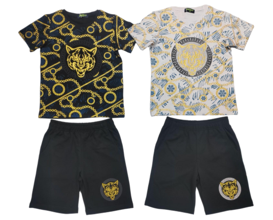 Boys Tiger Print Tshirt & Shorts Sets 6