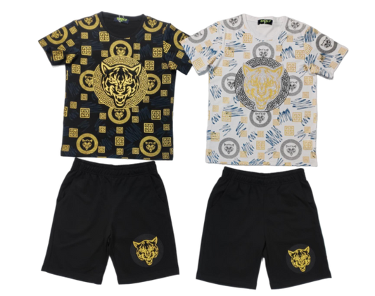 Boys Tiger Print Tshirt & Shorts Sets 10