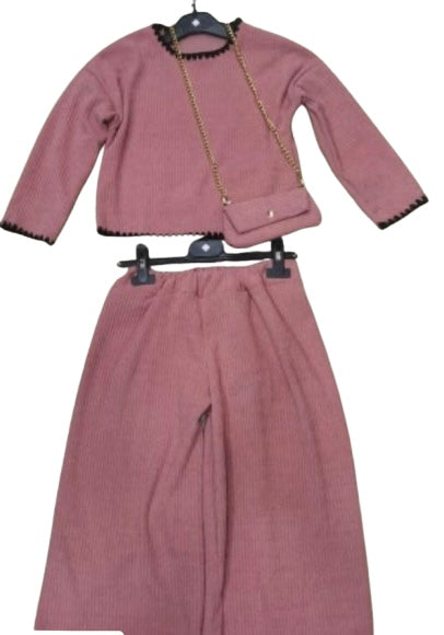 TLC Girls co-ord sets with trousers & top detailing & matching handbag outfit set