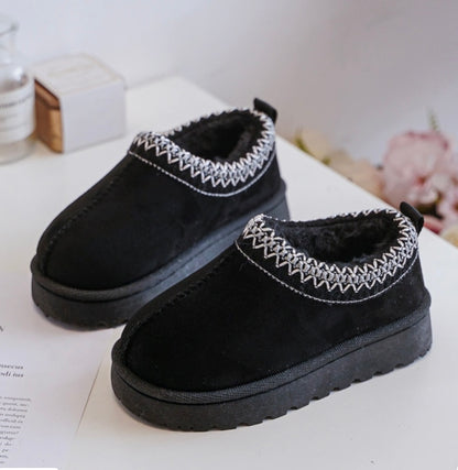 Kids Childrens Viral Faux Fur Lined Slippers Warm Winter Shoes