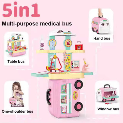 Kids Medical Bus Toy Christmas Gift Doctor Set 5 in 1 Toys for Children