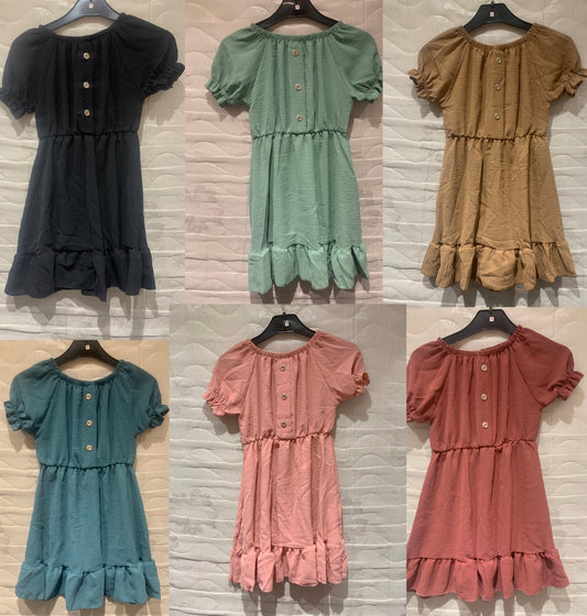 TLC Girls short sleeve dress with buttons