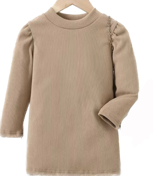 Girls Long Sleeve Round Neck Dress